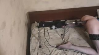 Sissy sex home with machines