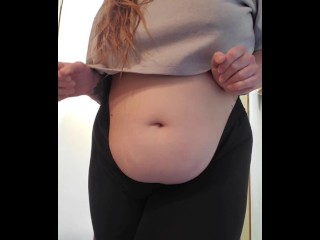 BBW Gets Unexpected Surprise when she Gets Caught Twerking and Playing with her Belly