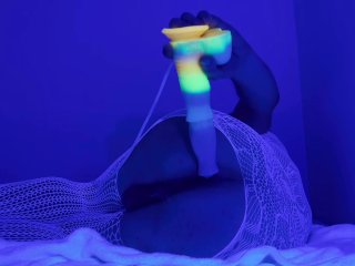 Horny femboy fucks his tight little ass with big cock and fills himself with a big load of cum