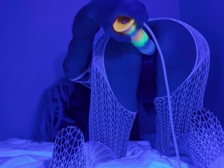 Naughty boy fucks his ass hard with his new horse cock dildo with cum dripping out of his ass