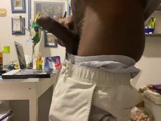 Playing with big dick in my kitchen