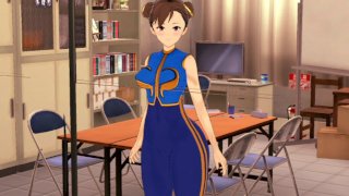 Anime Hentai Chun Li culo grosso che cavalca il cazzo in cowgirl al contrario fino a quando non viene Street Fighters 3D