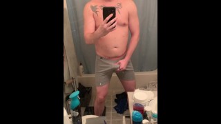 Klaarkomen in mijn boxers slip ondergoed na het edgen Hot Guy wrijft lul tot orgasme