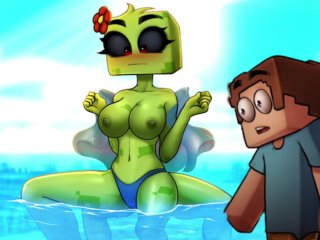 Hornycraft Creeper Boobs Job IN the Beach GAME GALLERY