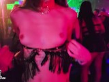 Tits out on the dancefloor at a packed night club!