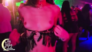 Tits Out On The Dancefloor At A Packed Night Club