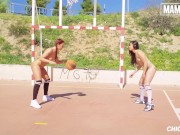 Preview 2 of Latin Sluts Gala Brown & Jade Presley Enjoy Naked Basketball Then Hot Sex In Locker Room - MAMACITAZ