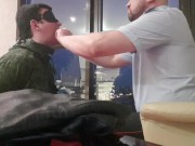 Preview 5 of Sequel RUSSIAN COP DOMINATES young MILITARY BOY- now the SECOND DOMINANT has joined - HARD FACE SLAP