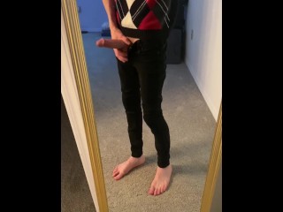 Teen in Skinny Jeans Enjoys his new Outfit.