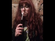 Preview 1 of Smoking redhead goth. Smokey tongue