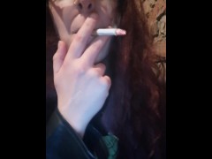 Smoking redhead goth. Smokey tongue
