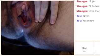 Hairy FTM Pussy Pulsating Orgasm on Dildo for Stranger