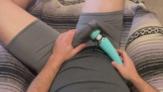 MILKING MY DICK WITH TWO HANDS AFTER THE VIBRATOR STOPPED WORKING