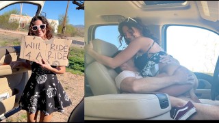 Hot Hitchhiker with No Panties: "Will Ride 4 A Ride"