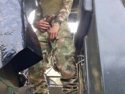 Preview 4 of Horny Colombian soldier jerks off on a military boat in public
