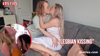 Sultry Lesbian Beauties Sharing Kisses