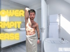 Shower armpit tease by hairy muscular jock