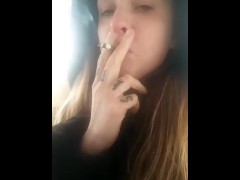 Stoner Beth Smoking a Marijuana Cigarette Outside