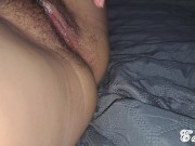 Preview 2 of She is rubbing her wet hairy pussy on my dick till cumshot with shaking orgasm
