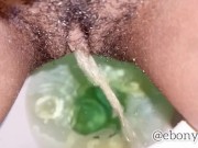Preview 3 of Upclose Hairy Pussy Ebony Amateur Peeing