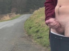 JERKING OFF ON PUBLIC ROAD WITH PEOPLE AROUND