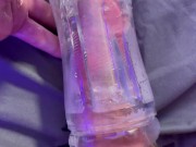 Preview 3 of HOT TEEN LUBES AND FUCKS A FLESHLIGHT AND CUMS EVERYWHERE