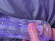 Preview 5 of HOT TEEN LUBES AND FUCKS A FLESHLIGHT AND CUMS EVERYWHERE