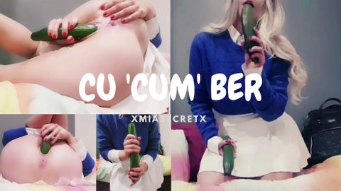 British College Girl fucks Cucumber as Sex Toy ! Horny after a Long Hard Day