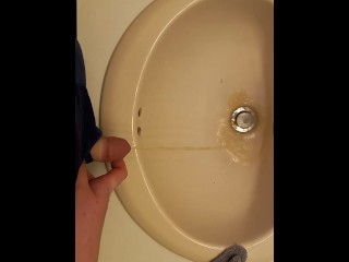 Trans Guy Pee in Sink with Stp