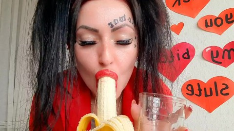 Dominatrix Nika seisually chews fruit and spits it into your glass. Bon appetit!