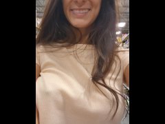 Busty Brunette Latina Shows Off Her Big Tits in Public