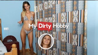 MyDirtyHobby - Petite Horny Babe ClaaryCherry Takes It Doggystyle Until She Reaches An Orgasm