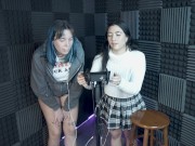 Preview 3 of ( Lesbian ASMR Porn ) 2 Girls Find a Mic and Quickly the Clothes Come Off