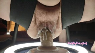 Slut Wife Mistythyghs Stretching Her Pussy on Large BBC Dildo