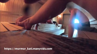 Wife in the sauna teases strangers