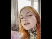 Thick Metal Punk Goth Girl with Tattoos Sucking Small Dildo Dick ...