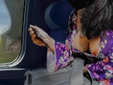 Hot Asian sexy girl downblouse in train