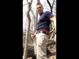 Wanking in the woods, jerking-off outside, jerking off on a log, stroking my cock showing cumshot