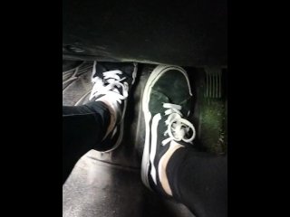 vans sneakers, driving, feet fetish, vertical video