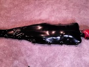 Preview 3 of Tiny Slut is Muzzle Gagged Then Locked In A Latex Sack & Made to Cum On A Magic Wand!