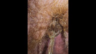 (Close-Up) Meu xixi dourado quente flui pelos meus cabelos Ginger