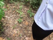 Preview 1 of พานักศึกษาไปเย็ดในป่า Thai couple walking in the forest and fucking cum gets a creampie. doggystyle