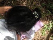 Preview 3 of พานักศึกษาไปเย็ดในป่า Thai couple walking in the forest and fucking cum gets a creampie. doggystyle