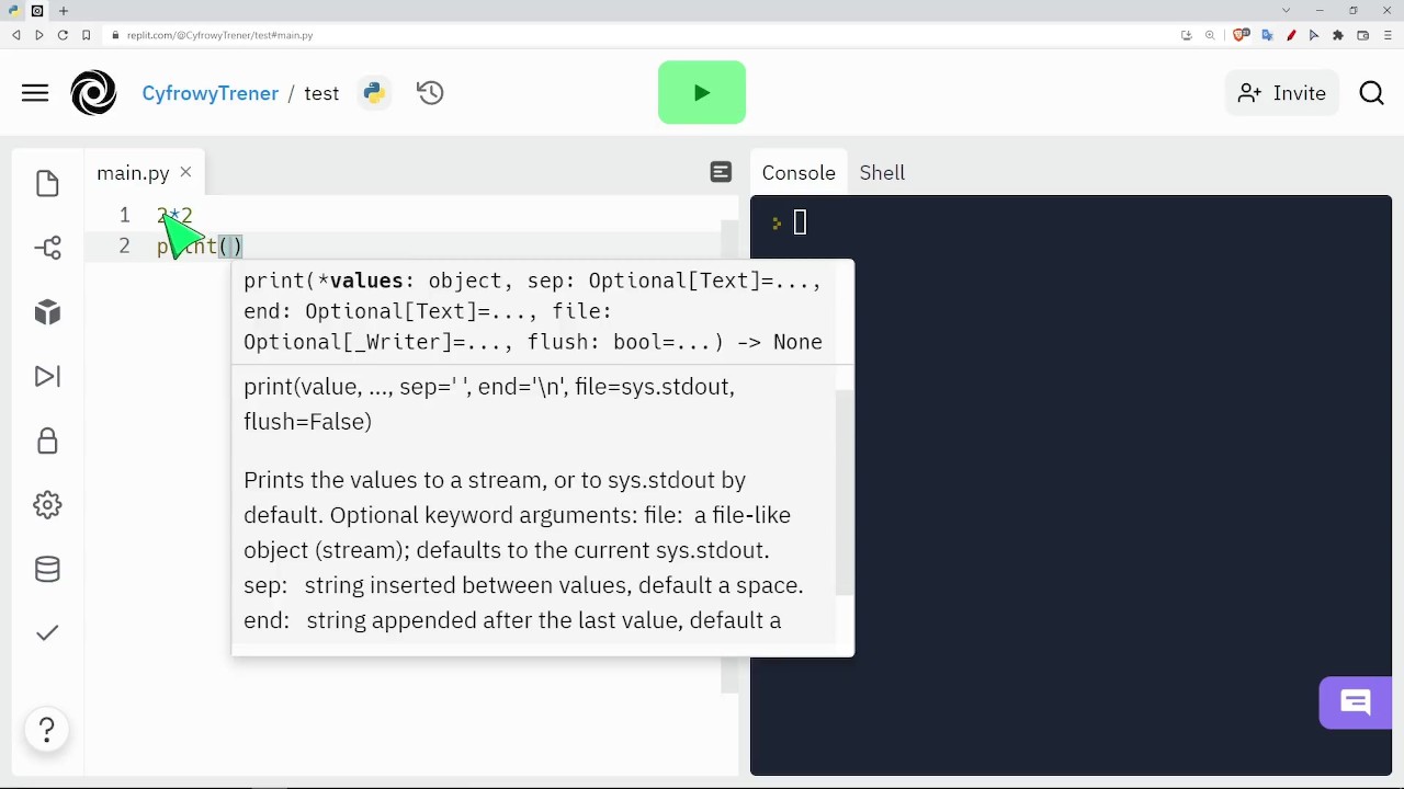 Python introduction and first steps with Replit