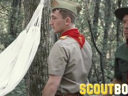 Preview 2 of Sexy DILF Scoutmaster seduces & barebacks boy in the woods