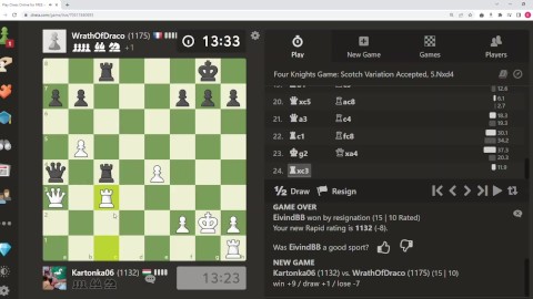 CHESS: Cock jerking profile makes opponent blunder queen