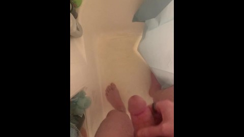 Pee Jerking Orgasm In The Shower Hard Dick Cums Piss POV