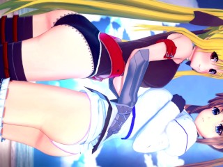 NANOHA TAKAMACHI 和 FATE TESTAROSSA 有女同性恋性爱🥰魔法少女抒情 NANOHA 前锋无尽