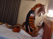 Preview 5 of Tiger Mascot face fucks Fox