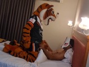 Preview 6 of Tiger Mascot face fucks Fox